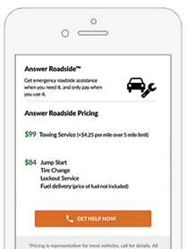Answer Roadside in-app page Screenshot