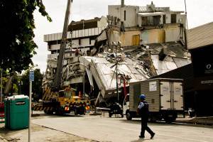 A destructed commercial building