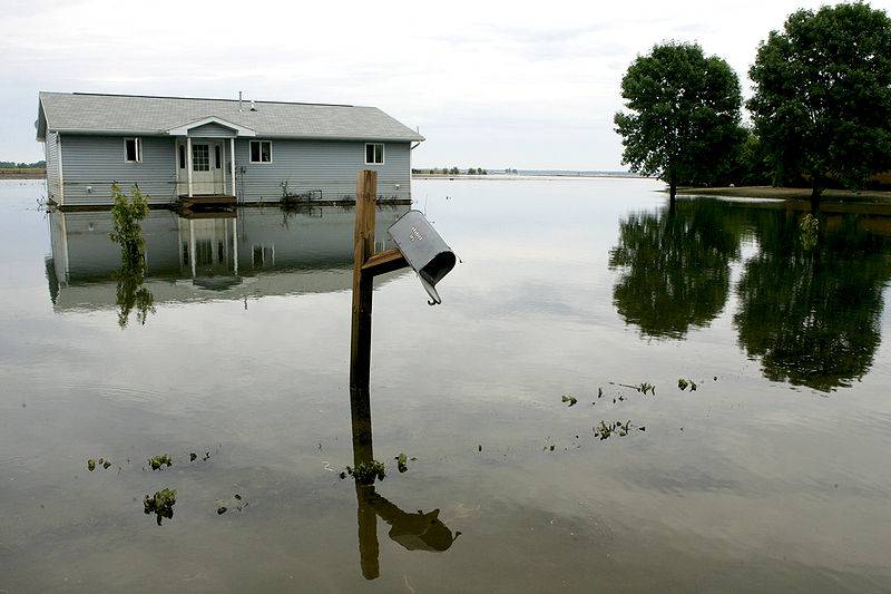 House submerged in flood