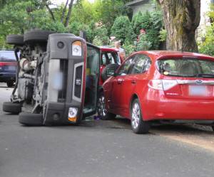 vehicle flipped in a car accident