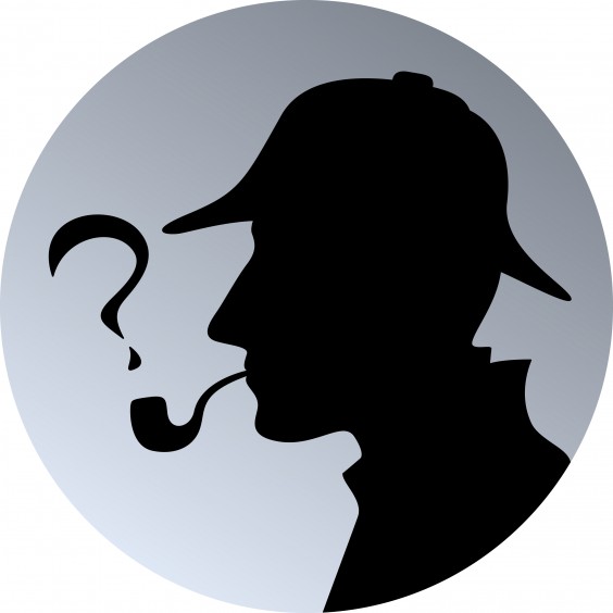 INSDM A detective with a pipe blowing a question mark-shaped puff